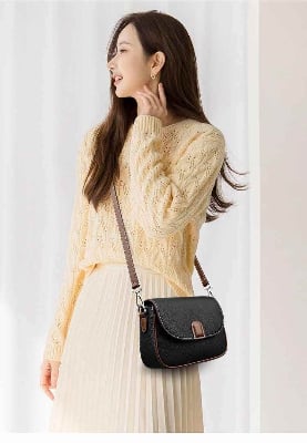 Picture of Stylish/ Fashionable Women/ Girls PU Leather Handbags Women Fashion Crossbody Messenger Bags Luxury Purses And Handbags(maroon, Black color)