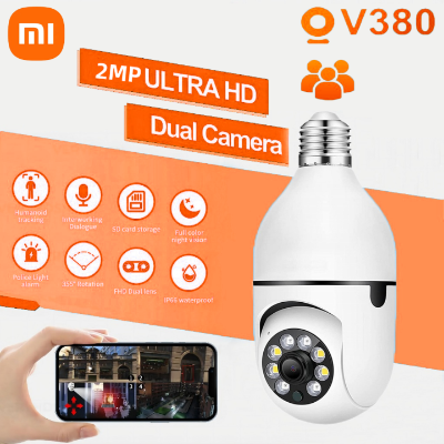 Picture of PTZ Bulb IP Camera 1080 HD WIFI IP Security Camera V380 IP Camera E27 360 Degree Rotation Night Vision Two - Way Audio Motion Detection 2MP V380 PRO Q16 Camera - White