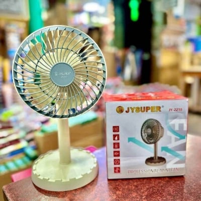 Picture of JY - 2218 rechargeable moving fan Professional Rechargeable Portable Mini Table Fan super Strong Wind Left to Right Oscillating Angle 45 Degrees - AC/ DC - Multicolor