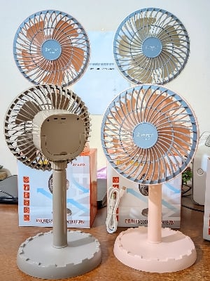 Picture of JY - 2218 rechargeable moving fan Professional Rechargeable Portable Mini Table Fan super Strong Wind Left to Right Oscillating Angle 45 Degrees - AC/ DC - Multicolor