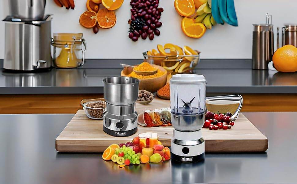 Picture of Nima Electric 2 in 1 Blender and Grinder 300w Offers Convenient and Versatile Blending and Grinding Functions - Silver