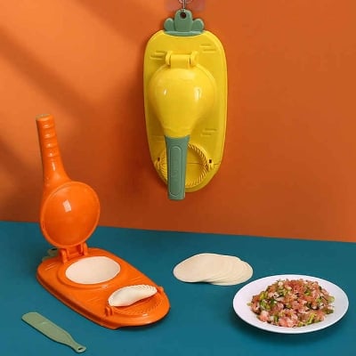 Picture of 2 in 1 Magic Dumpling Maker Premium Quality Pitha Maker Momo Maker Diy Kit Wrapper Presser Mini Size Manual Labor Machine Dough Pressing Tools Kitchen Pastry Baking Gadgets - Multicolor