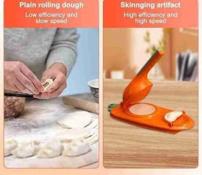 Picture of 2 in 1 Magic Dumpling Maker Premium Quality Pitha Maker Momo Maker Diy Kit Wrapper Presser Mini Size Manual Labor Machine Dough Pressing Tools Kitchen Pastry Baking Gadgets - Multicolor