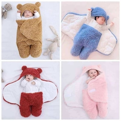 Picture of Winter Baby Blanket for {0 - 6} Months Newborn Baby Sleeping Bag Blanket Infant For Boys and Girls (78cm (width) *62 (length) cm, - 1 piece) Premium Quality Baby Blanket Soft Woolen Blanket For Kids Multicolor - Multicolor