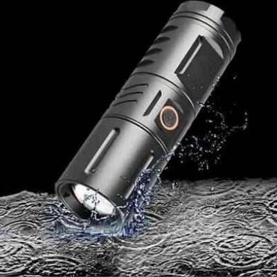 Picture of High Powered T40 LED Flashlight Multi - Purpose Zoomable Strong Light USB Rechargeable Ultra - Bright Torch High Power 2000mAh USB Rechargeable, Built - in 18650 Batteries for Outdoor, Camping & Emergency Use Flashlight - Black