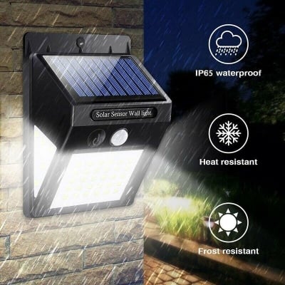 Picture of Solar Power 30 Led Pir Motion Sensor Wall Light Automatic Light For Outdoor or Camp Site Light Waterproof Outdoor Path Yard Garden Security Lamp 18650 Battery Powered - Black