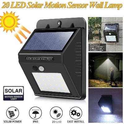 Picture of Solar Power 30 Led Pir Motion Sensor Wall Light Automatic Light For Outdoor or Camp Site Light Waterproof Outdoor Path Yard Garden Security Lamp 18650 Battery Powered - Black