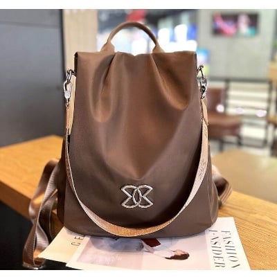 Picture of Women Large Capacity Outdoor Tote Bag ( coffee/ brown ) Modern Fashion Women Nylon Zipper Backpack Multi - pocket Large Capacity School Bag Size Can Easily Accommodate Books Lunch Box Bag Casual Shoulder Bags for Teenagers Girls - Brown