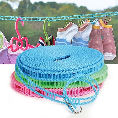 Picture of Portable Windproof Clothesline Non - slip Washing Clothes Line Rope Outdoor Clothesline Nylon Non - Slip Laundry Line Rope Cloth Hanging Rope Travel Business Windproof Clothes Cord Multi - Function Anti - Wind Rope Anti Slip - 5M/ 16 feet - Multicolor