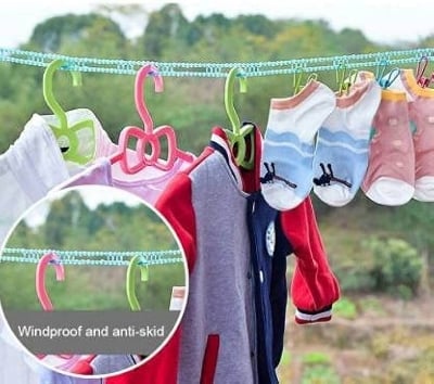 Picture of Portable Windproof Clothesline Non - slip Washing Clothes Line Rope Outdoor Clothesline Nylon Non - Slip Laundry Line Rope Cloth Hanging Rope Travel Business Windproof Clothes Cord Multi - Function Anti - Wind Rope Anti Slip - 5M/ 16 feet - Multicolor