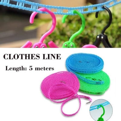 Picture of Portable Windproof Clothesline Non - slip Washing Clothes Line Rope Outdoor Clothesline Nylon Non - Slip Laundry Line Rope Cloth Hanging Rope Travel Business Windproof Clothes Cord Multi - Function Anti - Wind Rope Anti Slip - 5M/ 16 feet - Multicolor