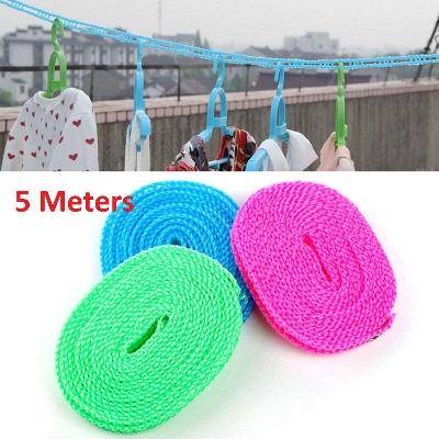 Picture of Portable Windproof Clothesline Non - slip Washing Clothes Line Rope Outdoor Clothesline Nylon Non - Slip Laundry Line Rope Cloth Hanging Rope Travel Business Windproof Clothes Cord Multi - Function Anti - Wind Rope Anti Slip - 5M/ 16 feet - Multicolor
