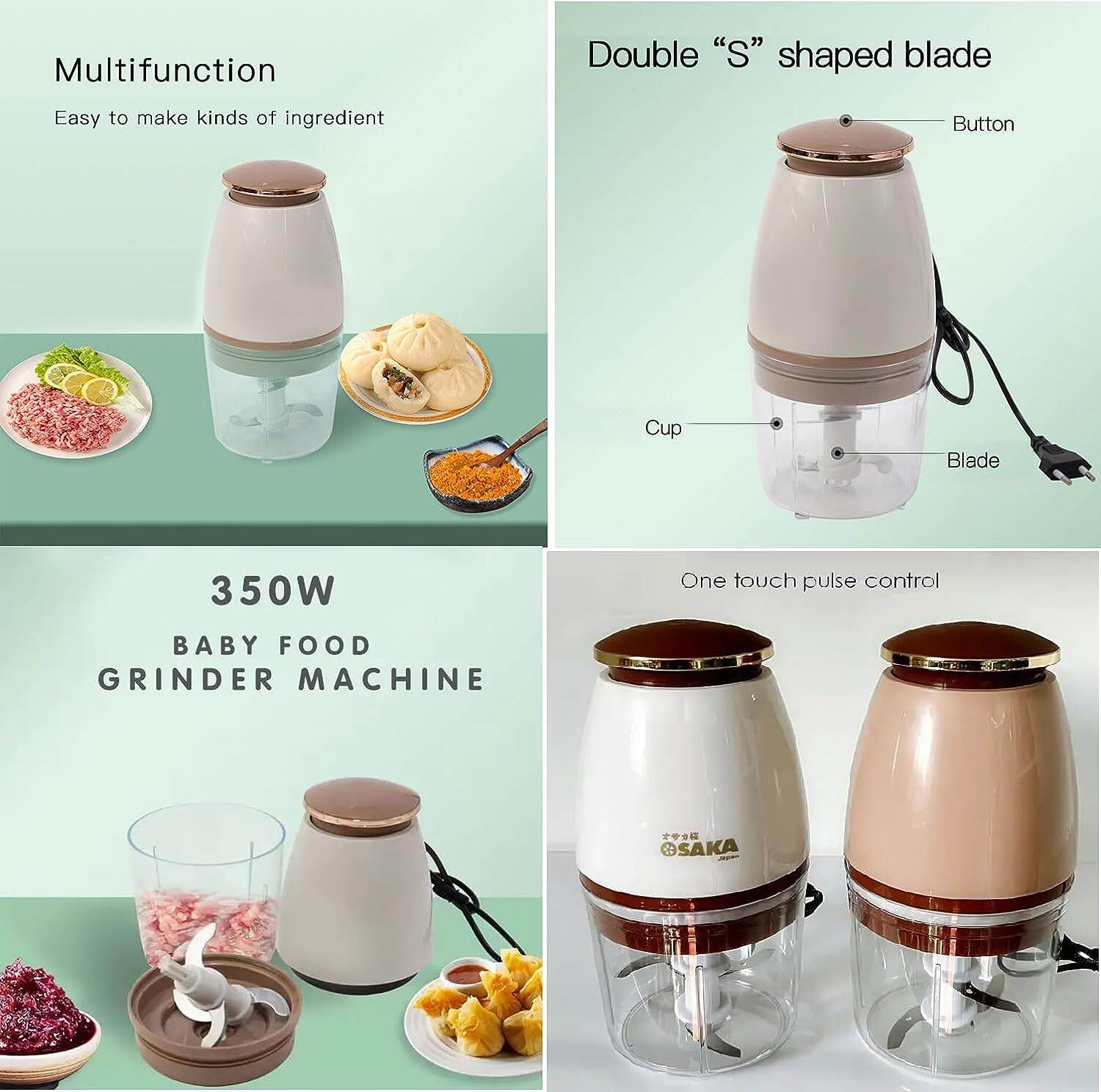 Picture of Osaka Capsule Cutter Quatre – Multipurpose Blender Juicer Mixer (Original) FP126 - P multi - functional blender Japan Meat Grinder - Bottom Grinder - Super Fast Fruit, Blender 750ml Grinder