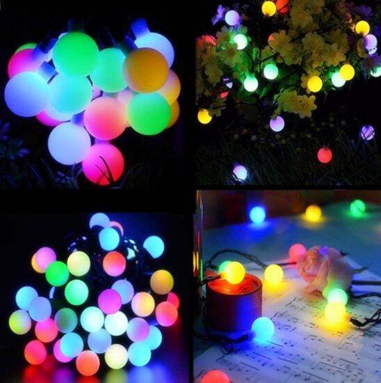Picture of Warm White snow Ball Fairy Lights, Waterproof Decorative Fairy Lights 28 pieces set - fairy lights for room decoration Weeding Festival Party LED Color Changing Fairy Light Ball Shaped Party, Holiday lights BirthDay, Eid, Puja, Christmases - Multicolor