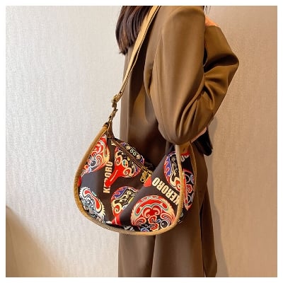 Picture of Messenger Shoulder Tide Bag ( black brown color ) Modern Fashion Women Nylon Zipper Backpack Multi - pocket Large Capacity Size Can Easily Accommodate Books Lunch Box Bag Mini Bag For College University School Office Multipurpose Casual Shoulder Bags