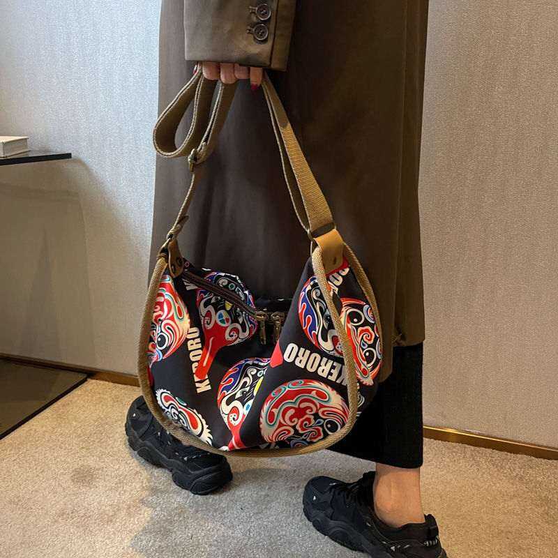Picture of Messenger Shoulder Tide Bag ( black brown color ) Modern Fashion Women Nylon Zipper Backpack Multi - pocket Large Capacity Size Can Easily Accommodate Books Lunch Box Bag Mini Bag For College University School Office Multipurpose Casual Shoulder Bags