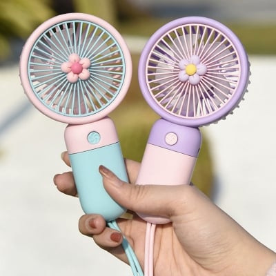 Picture of New Portable Pocket Mini USB Rechargeable Handheld Cooling Fan - 3 Gear Speed Charger Hand Desktop, Table Fan - Multicolor