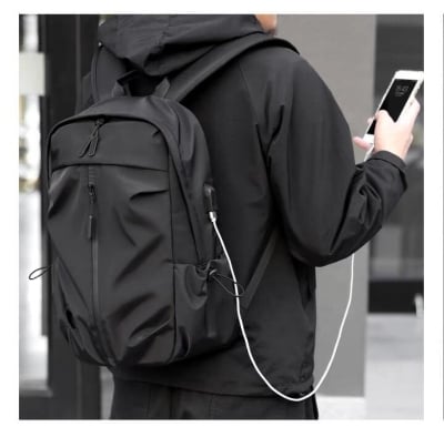Picture of Waterproof Casual Multi - Functional Laptop Backpack Slim Business Bag with USB Port for Office, Travel, and School| Smart Backpack for Men & Women| Black Compact Bag Stylish Unisex Bag - Black