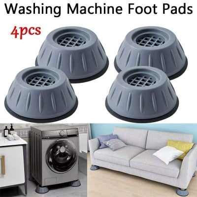 Picture of 4Pcs Anti Vibration Feet Pads Washing Machine Refrigerator Stand Rubber Mat Universal Fixed Non - Slip Dryer Pad Home Appliances - Grey