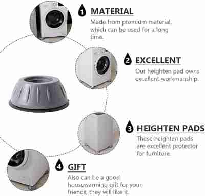 Picture of 4Pcs Anti Vibration Feet Pads Washing Machine Refrigerator Stand Rubber Mat Universal Fixed Non - Slip Dryer Pad Home Appliances - Grey
