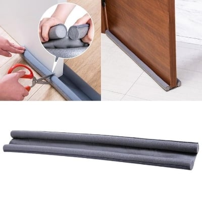 Picture of High Quality Door Draft Stopper Foam 93cm Bottom Sealing Strip Blocker Twin Gap AC Air Dust Dodger Guard Stopper Flexible Insect Protector - Multicolor