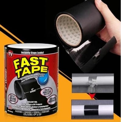 Picture of HA Fast Tape Strong Rubberized Waterproof Tape Super Strong Leaking Water Flex Tape Pipe Repair Strong Waterproof Glue Water - Resistant Belt - 4 Inches*5Feet - Black