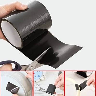 Picture of HA Fast Tape Strong Rubberized Waterproof Tape Super Strong Leaking Water Flex Tape Pipe Repair Strong Waterproof Glue Water - Resistant Belt - 4 Inches*5Feet - Black