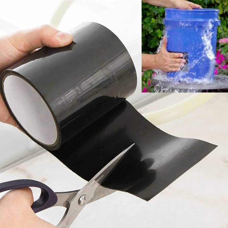 Picture of HA Fast Tape Strong Rubberized Waterproof Tape Super Strong Leaking Water Flex Tape Pipe Repair Strong Waterproof Glue Water - Resistant Belt - 4 Inches*5Feet - Black
