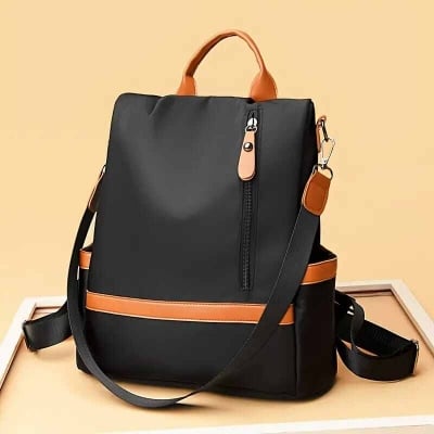Picture of Women Large Capacity Outdoor Tote Bag ( Orrange/ black) Modern Fashion Women Nylon Zipper Backpack Multi - pocket Large Capacity School Bag Size Can Easily Accommodate Books Lunch Box Bag Casual Shoulder Bags for Teenagers Girls - Black