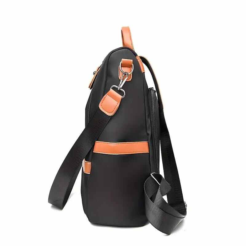 Picture of Women Large Capacity Outdoor Tote Bag ( Orrange/ black) Modern Fashion Women Nylon Zipper Backpack Multi - pocket Large Capacity School Bag Size Can Easily Accommodate Books Lunch Box Bag Casual Shoulder Bags for Teenagers Girls - Black