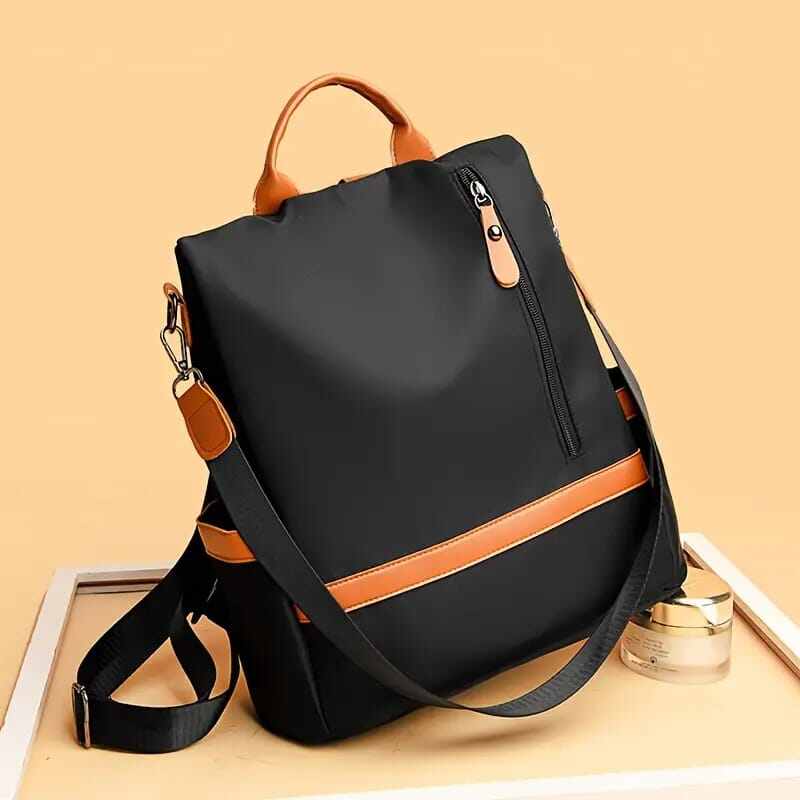 Picture of Women Large Capacity Outdoor Tote Bag ( Orrange/ black) Modern Fashion Women Nylon Zipper Backpack Multi - pocket Large Capacity School Bag Size Can Easily Accommodate Books Lunch Box Bag Casual Shoulder Bags for Teenagers Girls - Black