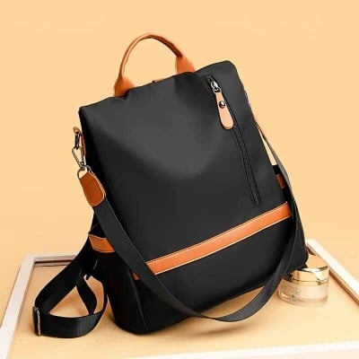 Picture of Women Large Capacity Outdoor Tote Bag ( Orrange/ black) Modern Fashion Women Nylon Zipper Backpack Multi - pocket Large Capacity School Bag Size Can Easily Accommodate Books Lunch Box Bag Casual Shoulder Bags for Teenagers Girls - Black