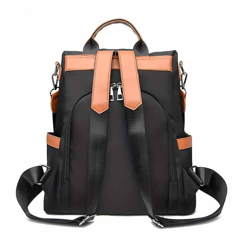 Picture of Women Large Capacity Outdoor Tote Bag ( Orrange/ black) Modern Fashion Women Nylon Zipper Backpack Multi - pocket Large Capacity School Bag Size Can Easily Accommodate Books Lunch Box Bag Casual Shoulder Bags for Teenagers Girls - Black