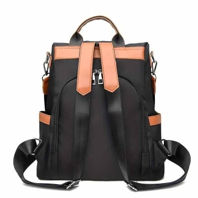Picture of Women Large Capacity Outdoor Tote Bag ( Orrange/ black) Modern Fashion Women Nylon Zipper Backpack Multi - pocket Large Capacity School Bag Size Can Easily Accommodate Books Lunch Box Bag Casual Shoulder Bags for Teenagers Girls - Black