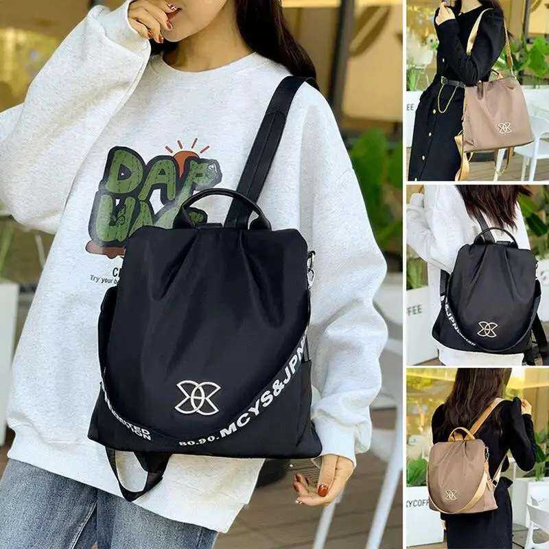 Picture of Women Large Capacity Outdoor Tote Bag ( black ) Modern Fashion Women Nylon Zipper Backpack Multi - pocket Large Capacity School Bag Size Can Easily Accommodate Books Lunch Box Bag Casual Shoulder Bags for Teenagers Girls - Black