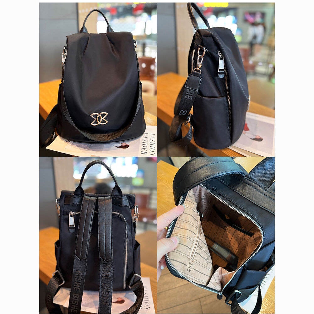 Picture of Women Large Capacity Outdoor Tote Bag ( black ) Modern Fashion Women Nylon Zipper Backpack Multi - pocket Large Capacity School Bag Size Can Easily Accommodate Books Lunch Box Bag Casual Shoulder Bags for Teenagers Girls - Black