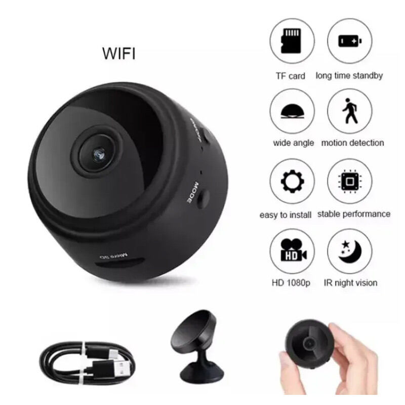 Picture of New A9 Mini WiFi Camera 1080P Full HD Voice Video Security Wireless No Infrared Night Vision Wireless IP Camera Wireless Surveillance Camcorder Equipped with a Built - in 250mAh Battery - Black