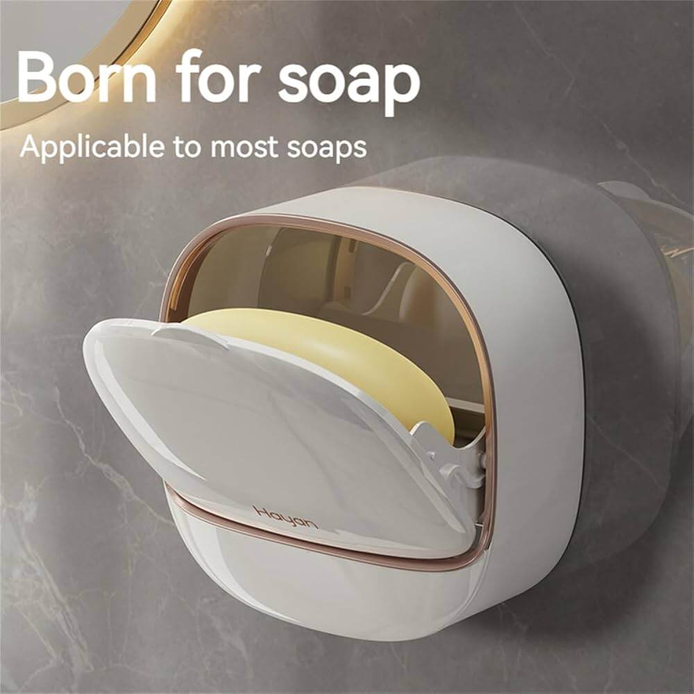 Picture of New Soap Holder With Lid Drain Soap Box Punch - Free Flip - Top Soap Dish Creative Waterproof Storage Rack Bathroom Accessories Punch Unique Model - Multicolor