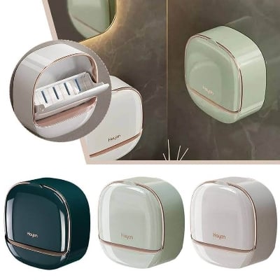Picture of New Soap Holder With Lid Drain Soap Box Punch - Free Flip - Top Soap Dish Creative Waterproof Storage Rack Bathroom Accessories Punch Unique Model - Multicolor