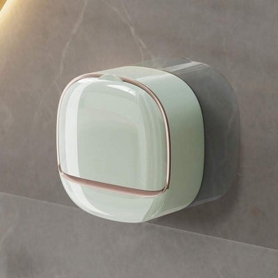 Picture of New Soap Holder With Lid Drain Soap Box Punch - Free Flip - Top Soap Dish Creative Waterproof Storage Rack Bathroom Accessories Punch Unique Model - Multicolor