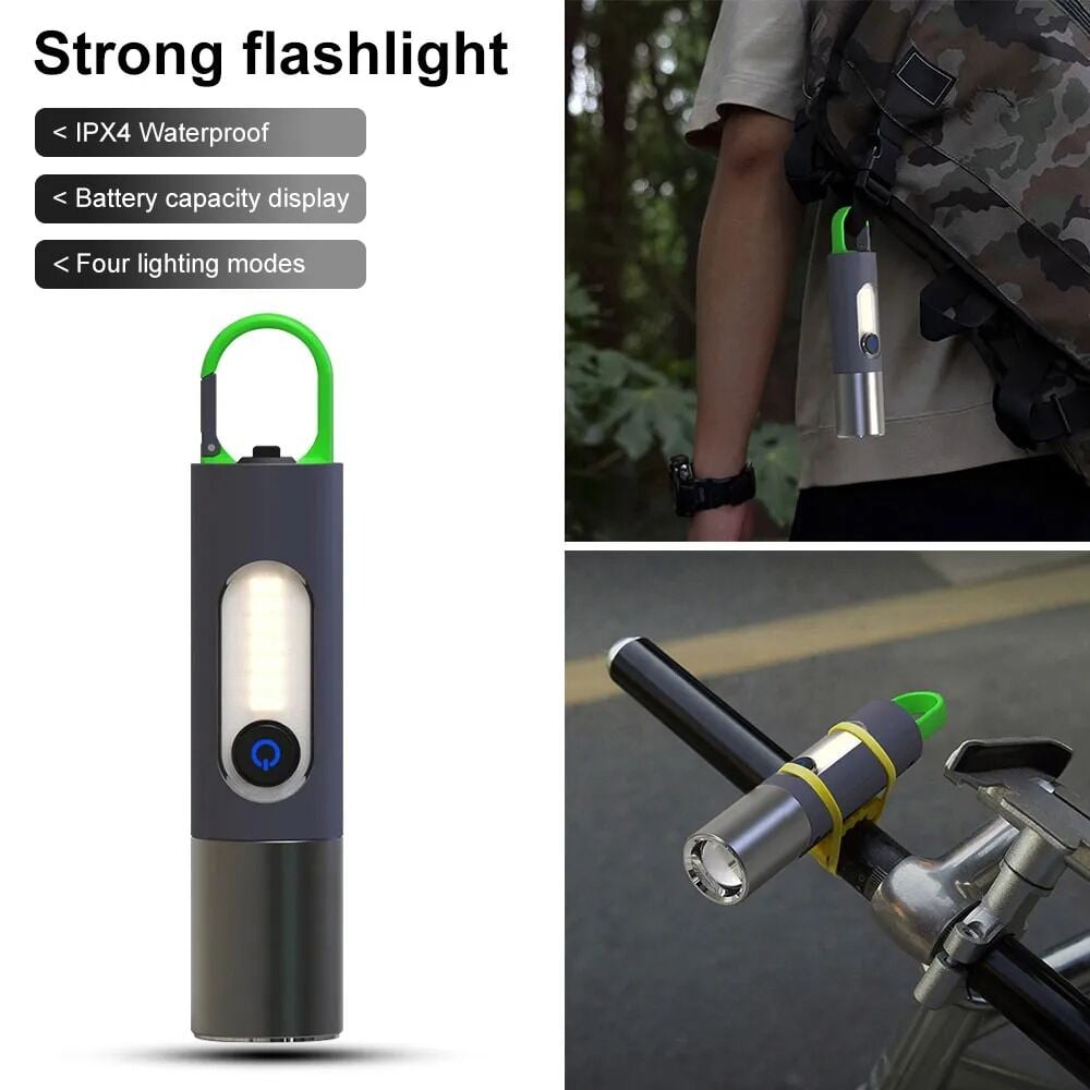 Picture of Multifunctional LED Flashlight XST - 836 Work Light USB Rechargeable Camping Fishing Lantern Waterproof Zoom KeyChain Lamp High Powerful Torch Light with Table Lamp, Bulb, and Torch – 3 to 5 Hours Backup, High - powerful Brightness - Black