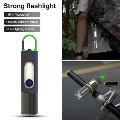 Picture of Multifunctional LED Flashlight XST - 836 Work Light USB Rechargeable Camping Fishing Lantern Waterproof Zoom KeyChain Lamp High Powerful Torch Light with Table Lamp, Bulb, and Torch – 3 to 5 Hours Backup, High - powerful Brightness - Black
