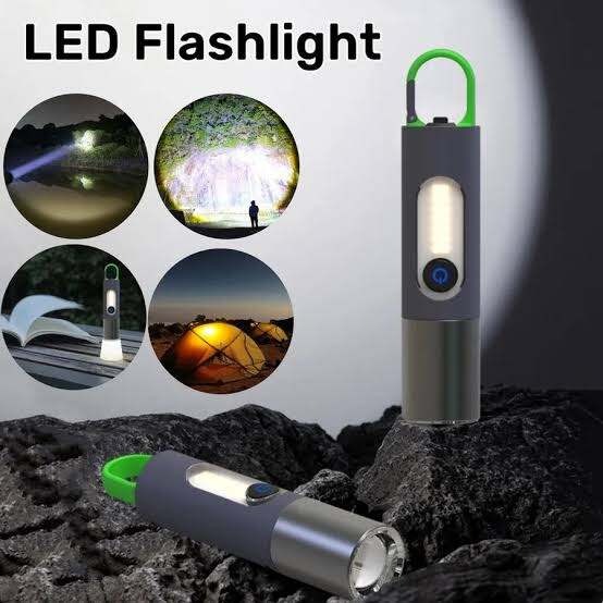Picture of Multifunctional LED Flashlight XST - 836 Work Light USB Rechargeable Camping Fishing Lantern Waterproof Zoom KeyChain Lamp High Powerful Torch Light with Table Lamp, Bulb, and Torch – 3 to 5 Hours Backup, High - powerful Brightness - Black