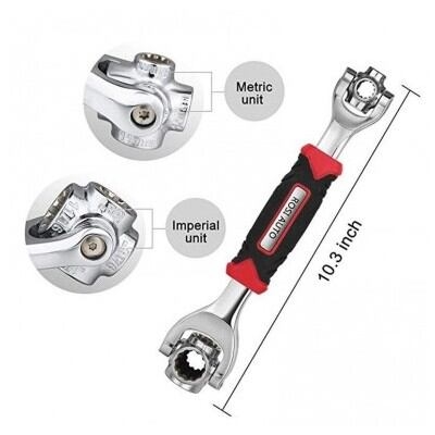 Picture of 48 in 1 Double Head Torque Socket Wrench Spanner 360 Degree Rotation Universal Wrench Handy Adjustable Tool Multi - Function Socket Spanner - Red