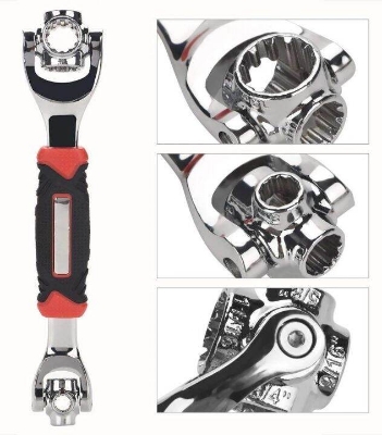 Picture of 48 in 1 Double Head Torque Socket Wrench Spanner 360 Degree Rotation Universal Wrench Handy Adjustable Tool Multi - Function Socket Spanner - Red