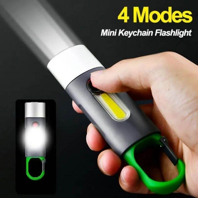 Picture of Multifunctional Portable Mini COB LED Flashlight XSP - 836 Work Light USB Rechargeable Work Light Camping Fishing Lantern Waterproof Zoom Torch KeyChain Lamp - Black