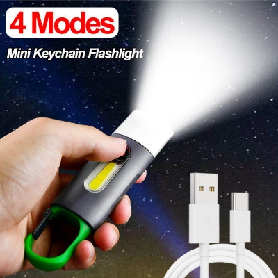 Picture of Multifunctional Portable Mini COB LED Flashlight XSP - 836 Work Light USB Rechargeable Work Light Camping Fishing Lantern Waterproof Zoom Torch KeyChain Lamp - Black