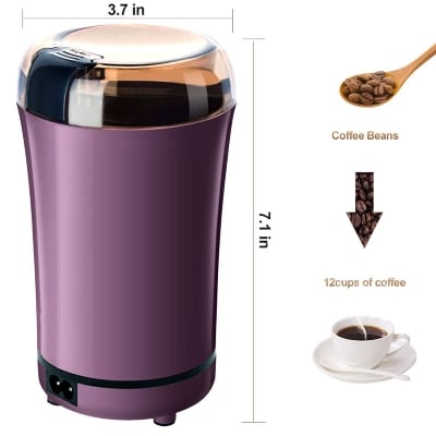 Picture of Multi - Functional Home Electric Coffee Beans and Grains Grinder Machine Powerful Motor, Noiseless, Easy - to - Use, Stainless Steel Chamber Indispensable - Opulence at Its Best Kitchen & Dining - Must Have - Purple
