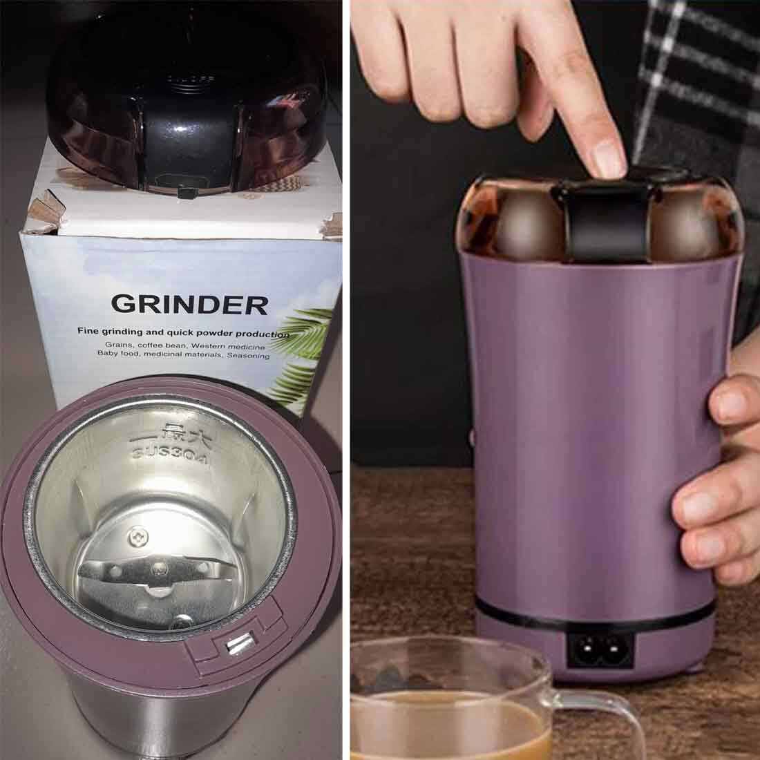 Picture of Multi - Functional Home Electric Coffee Beans and Grains Grinder Machine Powerful Motor, Noiseless, Easy - to - Use, Stainless Steel Chamber Indispensable - Opulence at Its Best Kitchen & Dining - Must Have - Purple