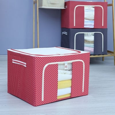Picture of Premium Oxford cloth large capacity fabric storage box storage basket Printed Quilt & Cloth Storage Bag - Blanket & Winter Summer Clothes Organizer Winter Wardrobe Storage Organizer